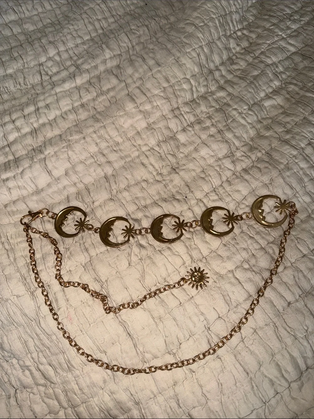 Fabulous gold tone moons Chicos chain belt